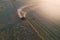 Barley harvest aerial view, in La Pampa,