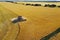 Barley harvest aerial view, in La Pampa,