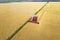 Barley harvest aerial view, in La Pampa,