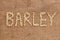 Barley word written on sackcloth