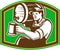 Barman Bartender Pour Beer Barrel Retro