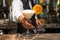 Barman at work, preparing cocktails. Serving pina colada.