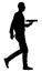 Barmen, waiter with empty tray, vector silhouette.
