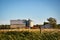 Barn in a blue clear sky in countryside