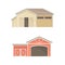 Barn and farm house. Agricultural buildings set vector illustration