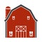 Barn or farm house with pole barns flat color icon for apps or websites