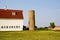 Barn with Gambrel Roof and Silo