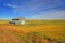 Barn in the middle of fields