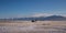 Barn in an open snow field