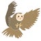 Barn Owl spread wings flying. Vector character