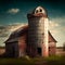 barn silo at dusk in the American Midwest GENERATIVE AI, GENERATIVE, AI,