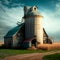 barn silo at dusk in the American Midwest GENERATIVE AI, GENERATIVE, AI,