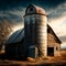 barn silo at dusk in the American Midwest GENERATIVE AI, GENERATIVE, AI,