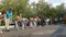 Barnaul, Russia - May 23 2021. Social dancing at street with crowd