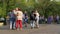 Barnaul, Russia - May 23 2021. Social dancing at street with crowd