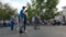 Barnaul, Russia - May 23 2021. Social dancing at street with crowd