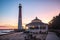 Barnegat lighthouse and the nearby gazebo in early morning light