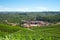 Barolo medieval town surrounded by vineyards in Italy