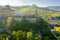 Barolo village Langhe Piedmont, Northern Italy aerial view. Color image