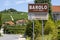 Barolo village road sign, Unesco site, Italy