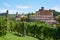 Barolo vineyard and medieval castle in Italy