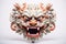 Barong mask on white background. Traditional Balinese dance mask. Craftsmanship and cultural of Bali. Dragon Mask