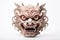 Barong mask on white background. Traditional Balinese dance mask. Craftsmanship and cultural of Bali. Dragon Mask