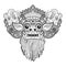 Barong. Traditional ritual Balinese mask. Vector outline illustr