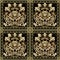 Baroque damask floral seamless pattern. Square check panel with