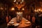 baroque dining room, with candlelight and fine china