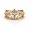 Baroque Elegance Gold Tiara Ring With Round Diamonds