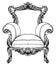 Baroque elegant armchair isolated on white background. Vector design