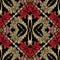 Baroque embroidery ornate seamless pattern. Floral vector tapestry background. Wallpaper design. Vintage embroidered red