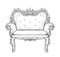 Baroque furniture rich armchair. Handmade ornamented decor. Vector illustration