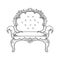 Baroque furniture rich armchair. Handmade ornamented decor. Vector illustration