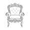 Baroque furniture rich armchair. Handmade ornamented decor. Vector illustration