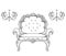 Baroque furniture rich armchair. Handmade ornamented decor. Vector illustrations