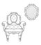 Baroque furniture rich armchair and mirror frame. Handmade ornamented decor. Vector illustration