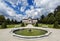 Baroque Garden Pavilion and people in park of Melk Abbey in Wachau Valley, Lower Austria.