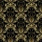 Baroque gold embroidery style 3d seamless pattern. Vector patte