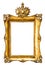 Baroque golden picture frame with crown. Vintage object