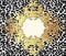 Baroque golden seamless pattern over leopard or cheetah skin tit