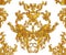 Baroque golden seamless pattern over leopard or cheetah skin tit