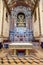 The baroque high altar in blue and gold colors inside the Santarem See Cathedral