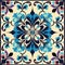 Baroque-inspired Floral Tile With Blue And Ornamental Flourishes