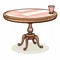 Baroque-inspired Glass Table Cartoon Illustration With Pink Checkered Tablecloth