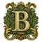 Baroque-inspired Gold And Green Letter B With Neoclassical Elements