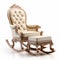 Baroque-inspired Rocking Chair And Ottoman In Light Gold And Brown