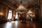 baroque interior with grand chandelier, ornate furnishings and luxurious details