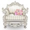 Baroque luxury armchair. Rich Furniture carved ornamented. Vintage striped fabric texture. Vector realistic 3D designs